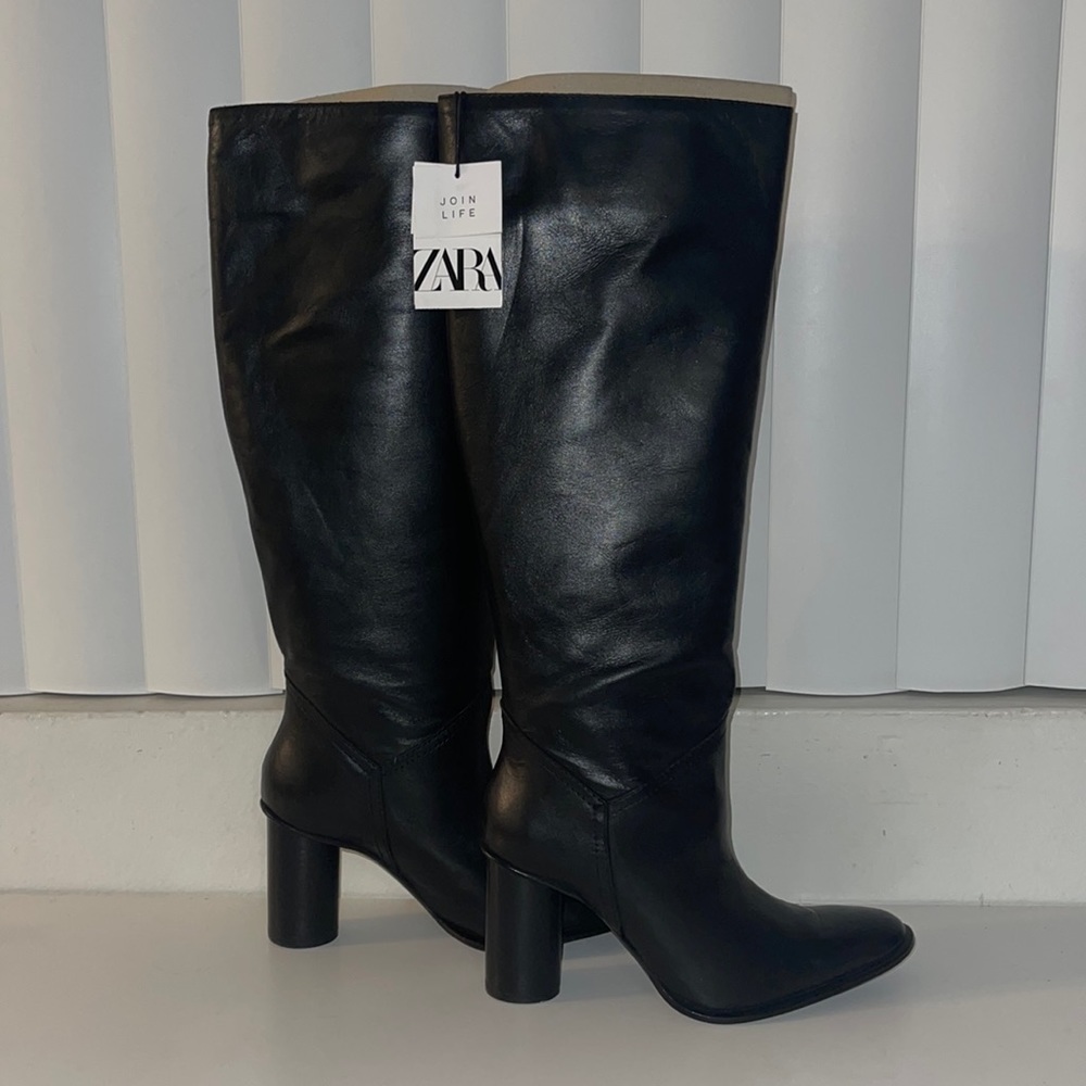 Zara high heel boots in black. Size 6.5